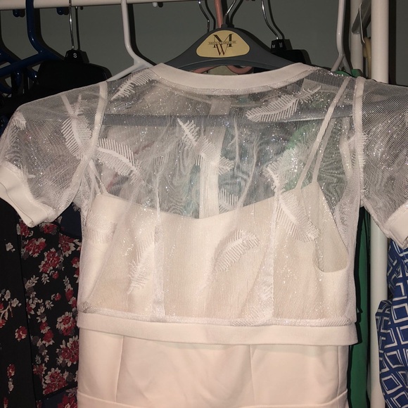 Off white ivory spaghetti strap dress with dickie - Picture 3 of 5